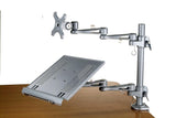 DLAC2_DFL Laptop Desk Stand and tray with LCD Monitor Arm Combo. Mount a laptop tray & arm with a monitor arm to your table. Clamp on your desk.