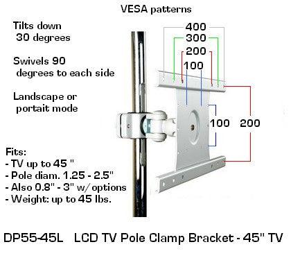 D55-45L Heavy-Duty LCD Monitor Pole Mount for up to 45 TVs or monitors –  Oceanpointe Distributors Corporation