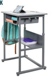 Student-M_Stand-and-sitting-student-desk with backpack hook and storage