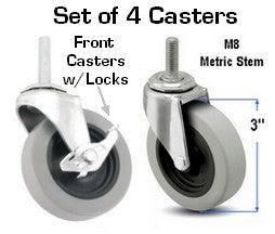 3" Commercial Casters with metric thread M8 x 22 mm pitch 1.25