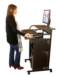 24" All Metal Steel Rolling Standing Computer Desk - Black - Steel Computer Desk