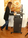 24" Standup steel computer desk on wheels 24" All Metal Steel Rolling Standing Computer Desk - Black - Steel Computer Desk