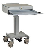 DMED1-C Sit to Stand Mobile Medical Computer Cart lockable Laptop Drawer, Monitor Stand & Keyboard Shelf