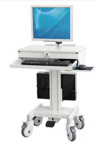 DMED1-C Sit to Stand Mobile Medical Computer Cart lockable Laptop
