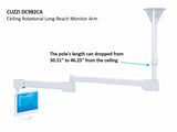 Extra Long Rotation Ceiling Monitor Arm for Hospital rooms - extra reach