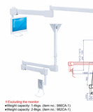 Extra Long Rotation Ceiling Monitor Arm for Hospital rooms - extended and retracted