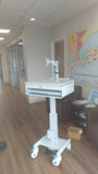 DMED1-C Sit to Stand Mobile Medical Computer Cart lockable Laptop Drawer, Monitor Stand & Keyboard Shelf