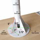 Extra Long Rotation Ceiling Monitor Arm for Hospital rooms - Flange attach to ceiling dims