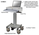 DMED1-C Sit to Stand Mobile Medical Computer Cart lockable Laptop Drawer, Monitor Stand & Keyboard Shelf