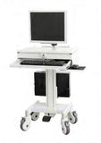 DMED1-C Sit to Stand Mobile Medical Computer Cart lockable Laptop Drawer, Monitor Stand & Keyboard Shelf