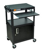 C AVJ42KBC - Adjustable Height Steel Computer Cart with locking Cabinet & Pullout Tray - Oceanpointe Distributors Corporation
