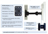DW120B 12" Wall Monitor Arm & Bracket - Swivel - Tilt - Rotate - VESA 100 x 100 - Oceanpointe Distributors Corporation