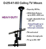 D254180 Ceiling TV Mount 26" to 60" TVs - Length Extendable 21 - 41" up to 121" - Oceanpointe Distributors Corporation