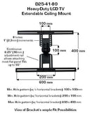 D254180 Ceiling TV Mount 26" to 60" TVs - Length Extendable 21 - 41" up to 121" - Oceanpointe Distributors Corporation