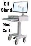 DMED1 Height-Adjustable Sit-Stand Mobile Medical Computer Cart w/lockable Laptop Drawer + Monitor Mount + Keyboard Tray +CPU holder - Oceanpointe Distributors Corporation