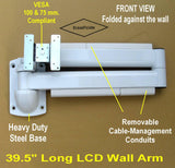 DW395W  39.5" Extra-Long Articulated LCD Monitor Wall Arm - White - Oceanpointe Distributors Corporation