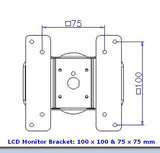 VESA 100 x 100 & 75 x 75 mm hole pattern for CUZZI wall Monitor Arms