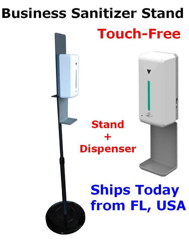 Commercial Touch Free Hand Sanitizer Dispenser Station Floor Stand in US in Stock for restaurants, Schools, Buinesses, Stores, Chruches.