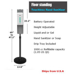 Hand Sanitizer Floor Stand. Autiomatic Floor Stand Dispenser for hand Sanitizer & Soap. touchless hand Sanitizer Station. Commercial Floor Hand Sanitizer Stand for Restaurants, Churches, Schools, Lobbies
