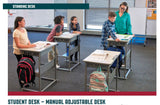 Student-M_Stand-and-sitting-student-desk with backpack hook and storage. Height adjustable.