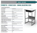 Student-M_Stand-and-sitting-student-desk with backpack hook and storage. Height adjustable.