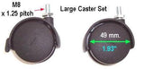 CUZZI ST Furniture Caster with Metric Bolt, Screw Thread M8 x 1.25 pitch x 12 mm long