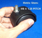 CUZZI ST Furniture Caster with Metric Bolt, Screw Thread M8 x 1.25 pitch x 12 mm long