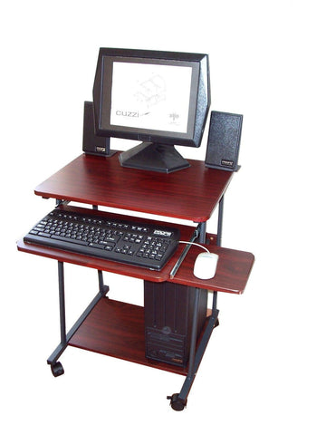 24 inch Narrow Compact Rolling Computer & Laptop Desk; Small Spaces