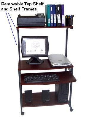 Compact Computer Desk for small spaces, Printer Shelf, Keyboard Tray ...