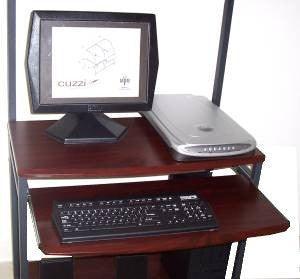 Compact Computer Desk for small spaces, Printer Shelf, Keyboard Tray ...