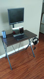 SW32L 32" W Compact Computer Desk with Headphone  / Backpack Hook and Cup Holder - Dark Walnut - Computer Desk