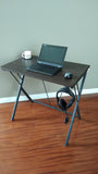 SW32L 32" W Compact Computer Desk with Headphone  / Backpack Hook and Cup Holder - Dark Walnut - Computer Desk